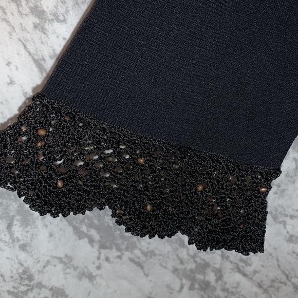 NOTATIONS BLACK KNIT SWEATER BELL SLEEVE MACRAME DETAILING LADIES SIZE XL - Picture 4 of 7